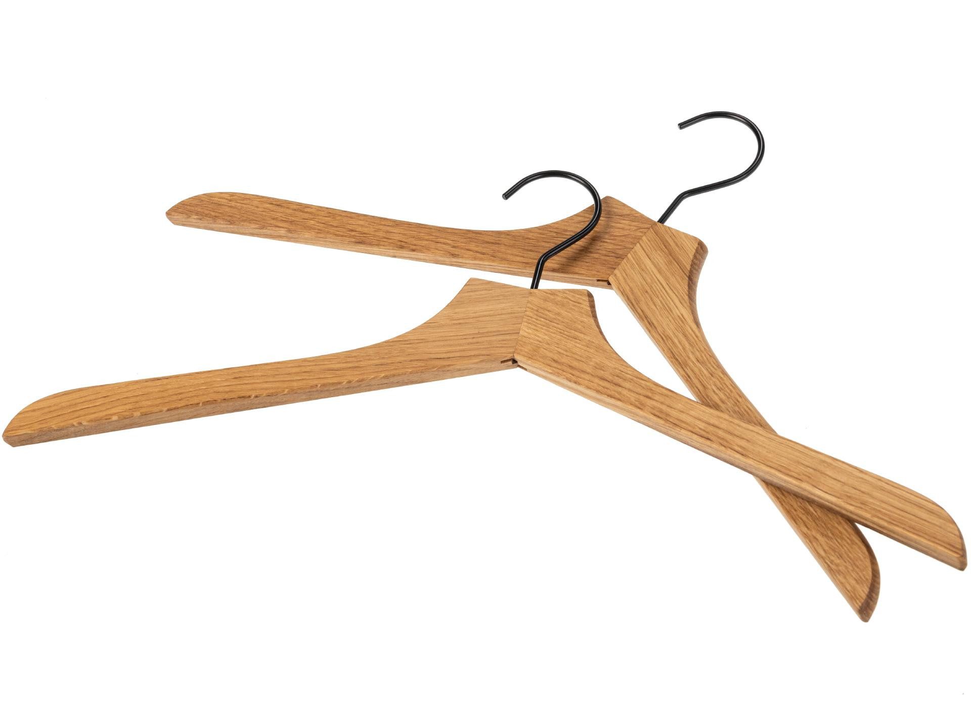 Holz Frank Kleiderbügel Kleiderbügel aus geölter Eiche mit schwarzem Haken günstig online kaufen