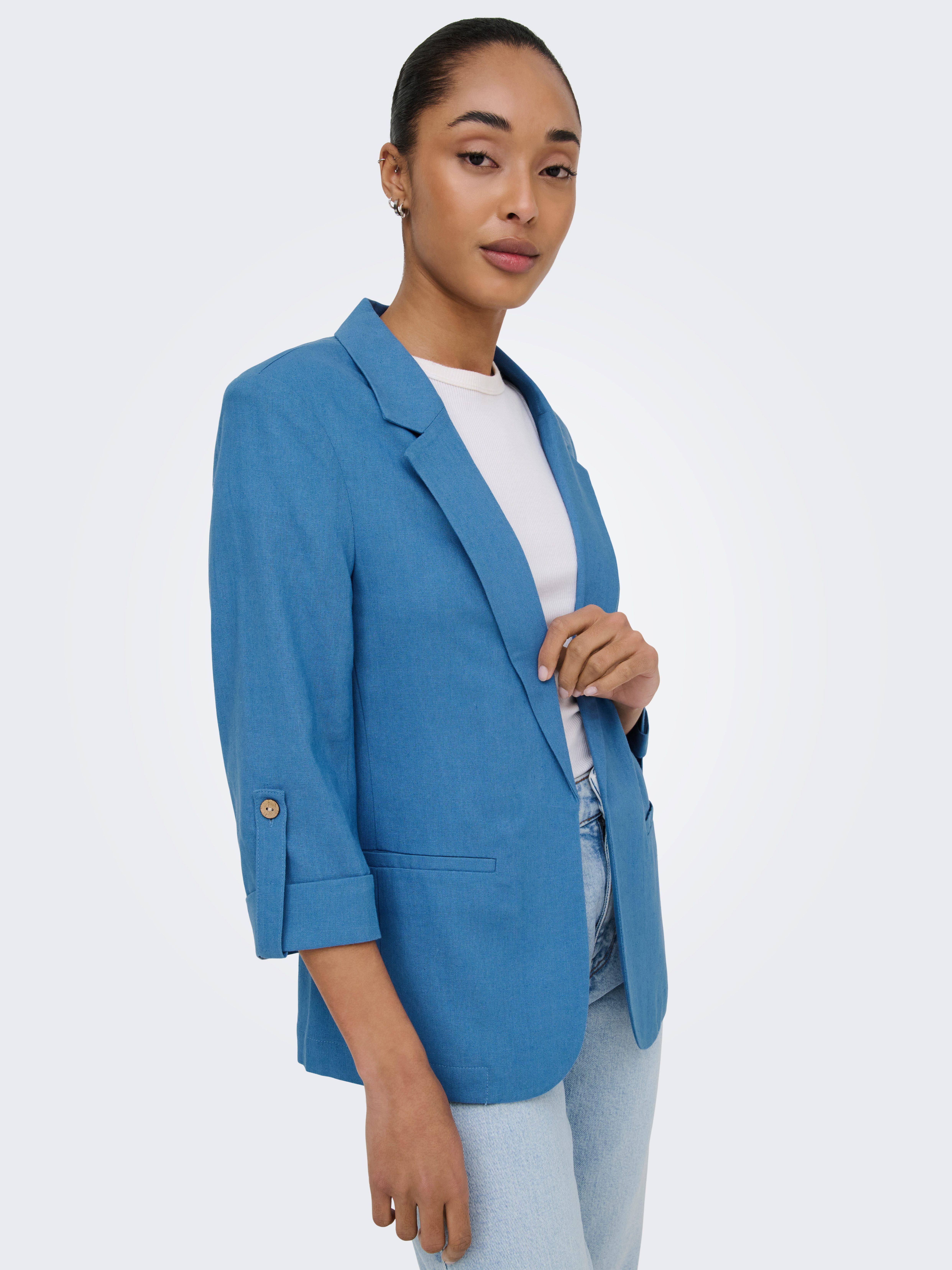 ONLY Kurzblazer ONLGOA 3/4 UNLINE LINEN BL BLAZER CC TLR mit Leinen – Bild 3 von 5