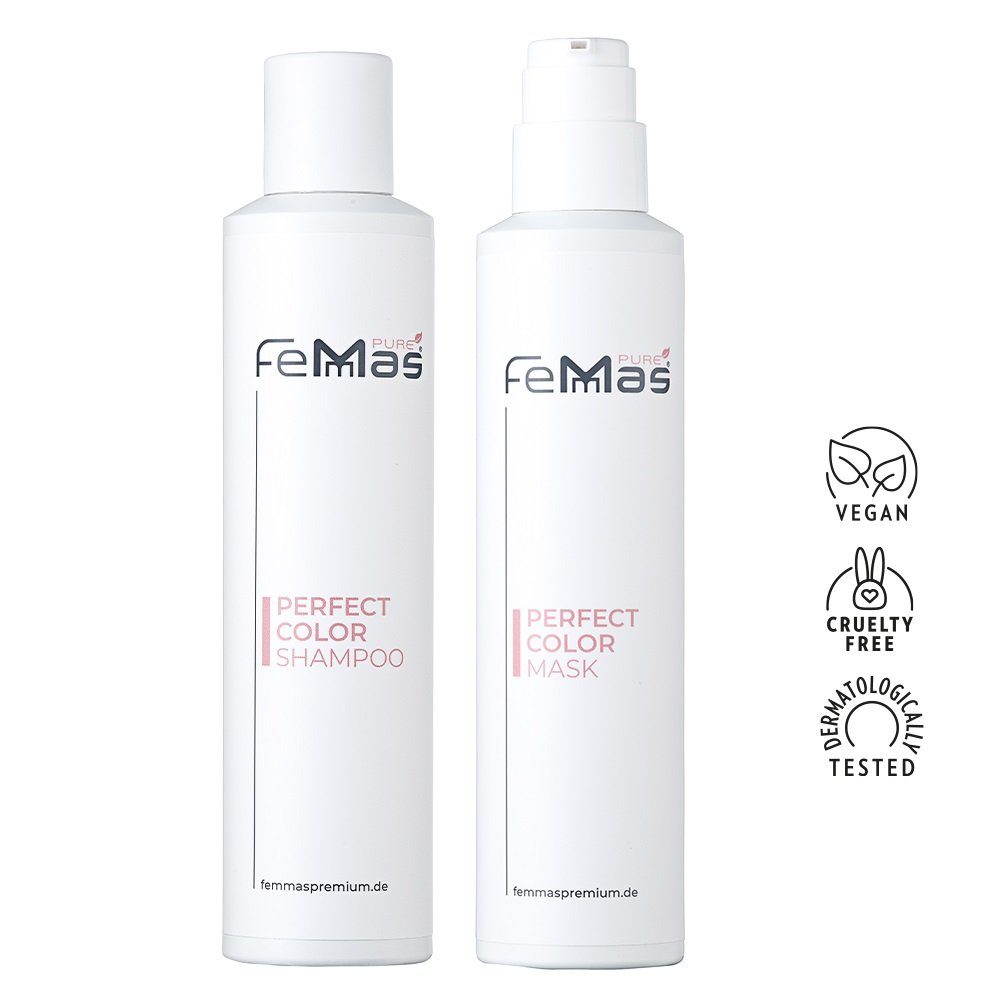 Haarpflege-Set Mask Femmas 200ml Premium Perfect Color -5-tlg. & Color 200ml, Pure Shampoo Perfect Femmas