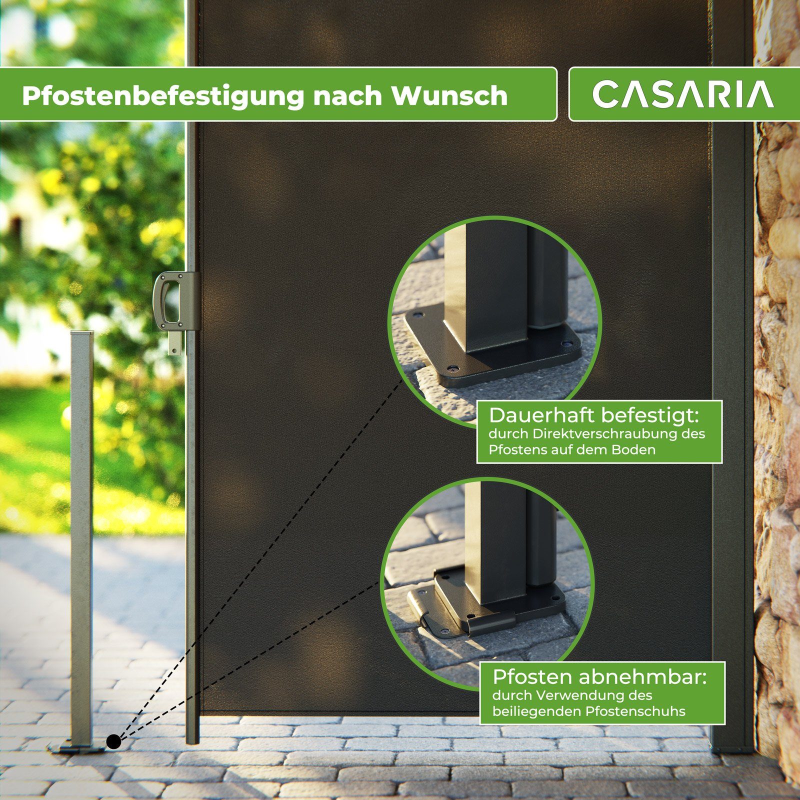 Casaria Balkonsichtschutz Norsara Seitenmarkise 180x300 cm Ausziehbar Blickdicht Wasserabweisend