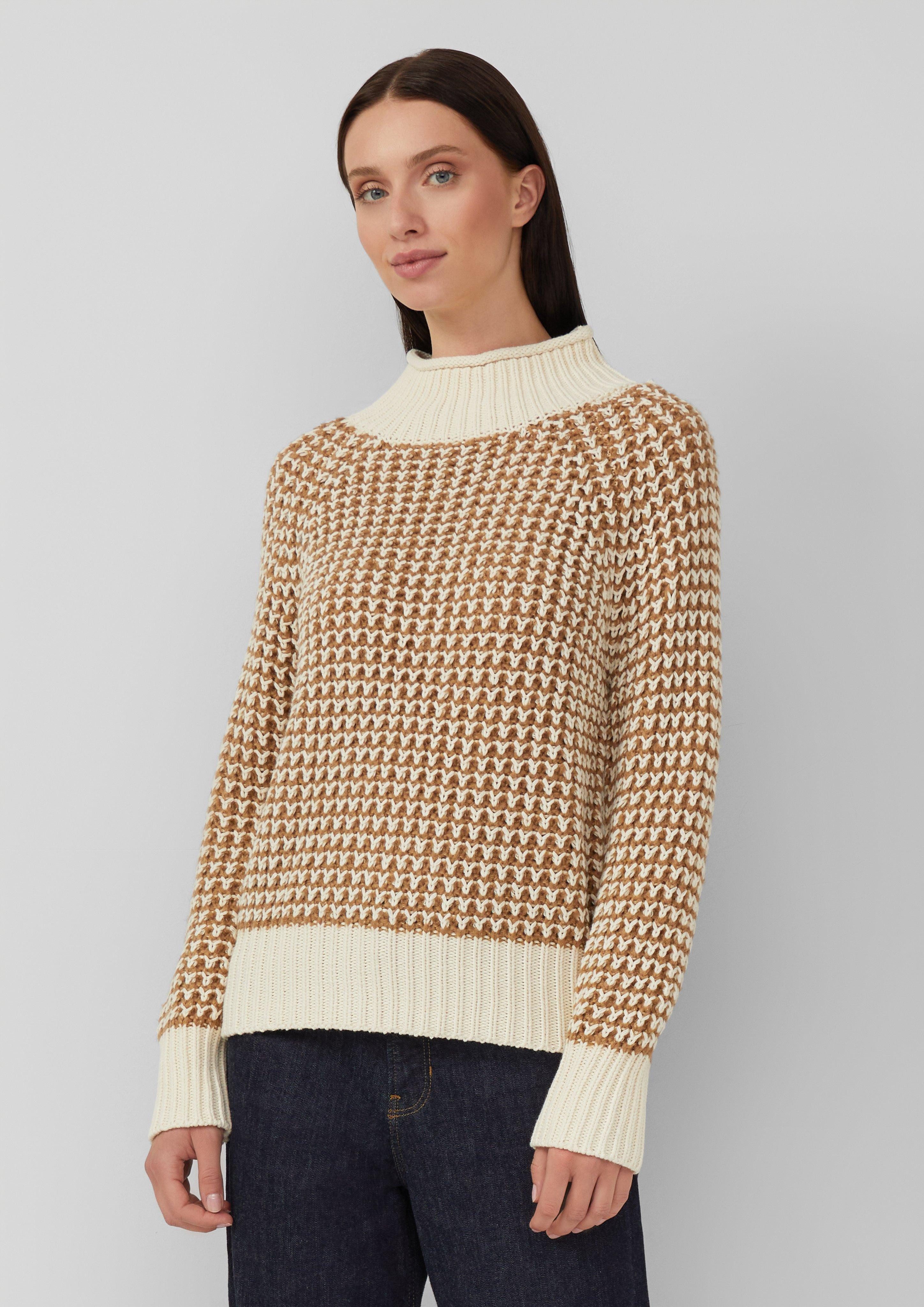 s.Oliver Strickpullover Gemusterter Strickpullover mit Stehkragen günstig online kaufen