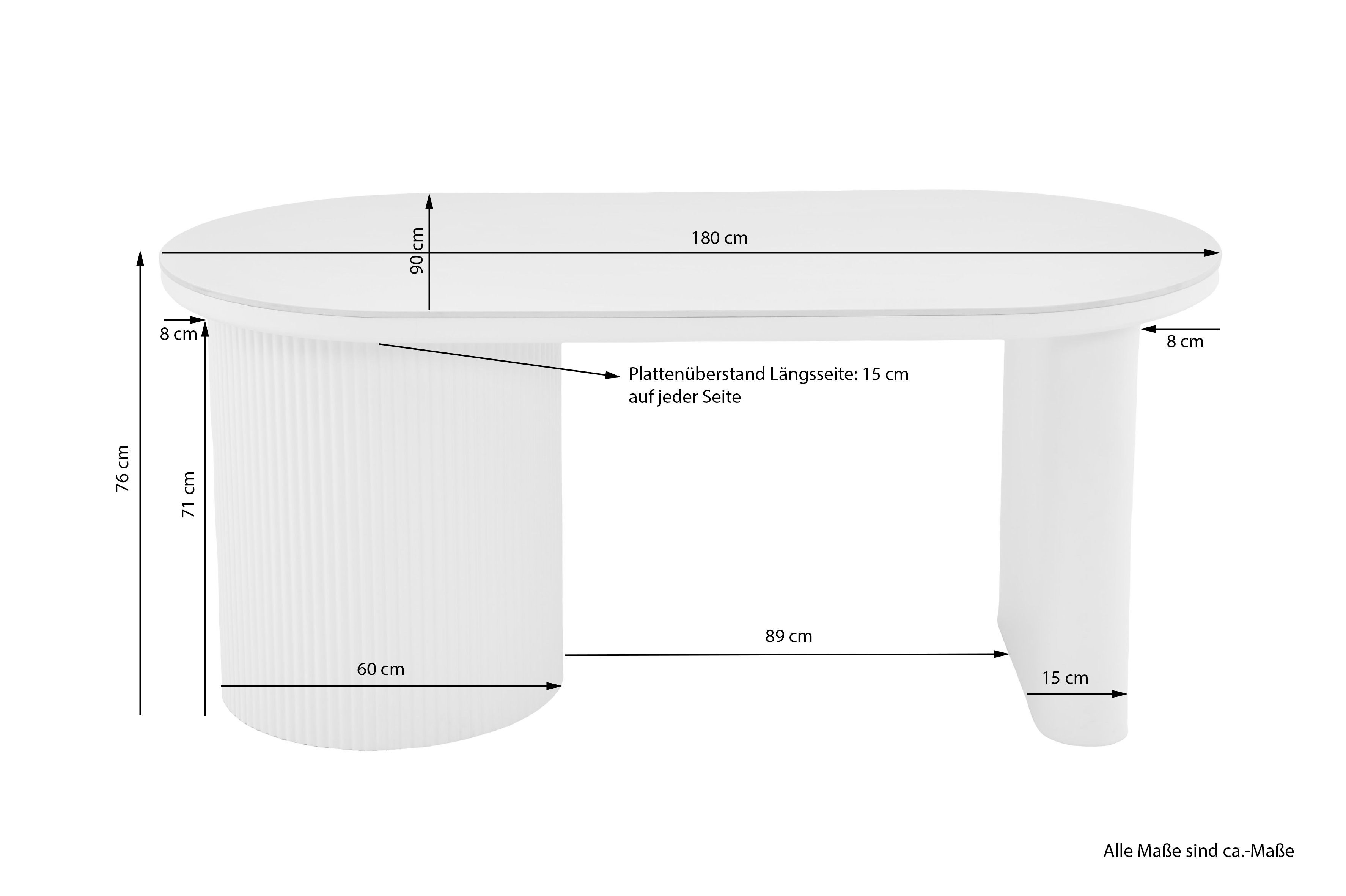byLIVING Esstisch KAVALA (Breite 180 cm, Keramikoptik cremefarben), modernes Säulengestell – Bild 3 von 5