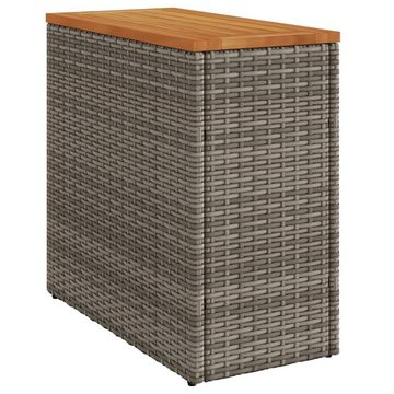 vidaXL Gartentisch Garten-Beistelltisch mit Holzplatte Grau 58x27,5x55 cm Rattan