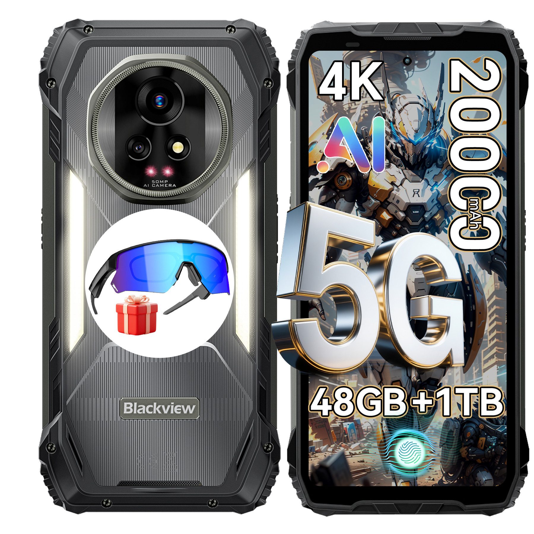 blackview XPLORE 2: Mit eSIM – Dual 50MP, 3.2K AMOLED, 20.000 mAh, 5G Outdoor Smartphone (6.73 Zoll, 1024 GB Speicherplatz, 50 MP Kamera, 6.73", 120Hz, 4K, 5G, 20000mAh& 120W, Dual 50MP+20MP)