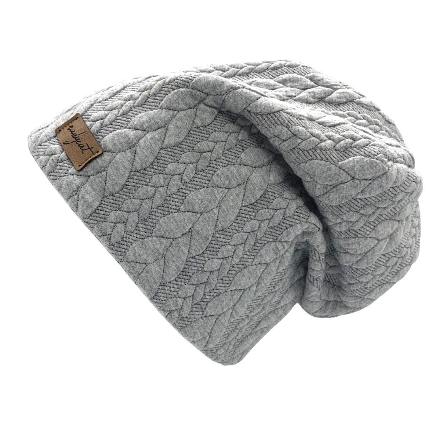 nadycat Beanie ZOPF & STYLE hellgrau (2-St., Beanie mit passendem Loop) handgefertigt aus der Lausitz