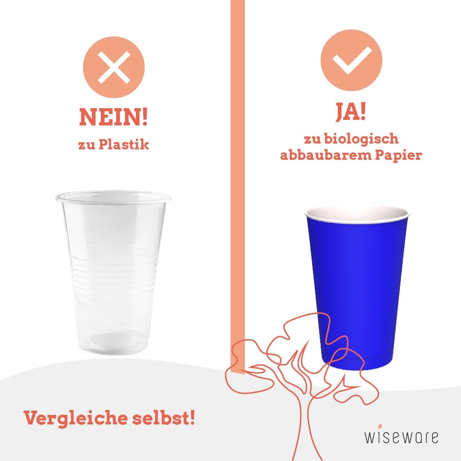 Bierpong wisefood 3 Papierbecher Einwegbecher Stk & Bälle Set 25 (blau)