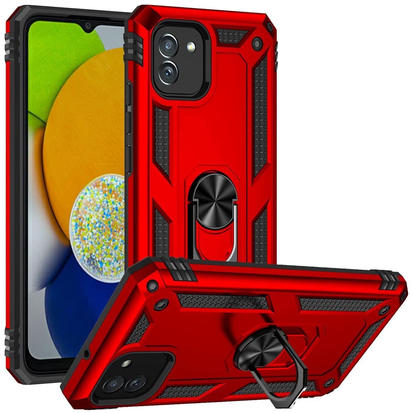CoolGadget Handyhülle Armor Shield Case für Samsung Galaxy A03 6,5 Zoll, Outdoor Cover mit Magnet Ringhalterung Handy Hülle für Samsung A03
