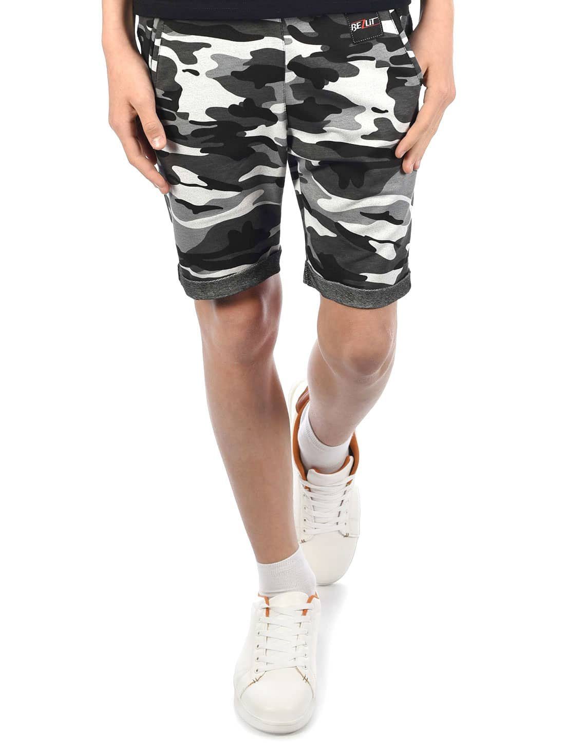 Jungen Kinder (1-tlg) Shorts Camouflage-Schwarz BEZLIT Shorts Stoff