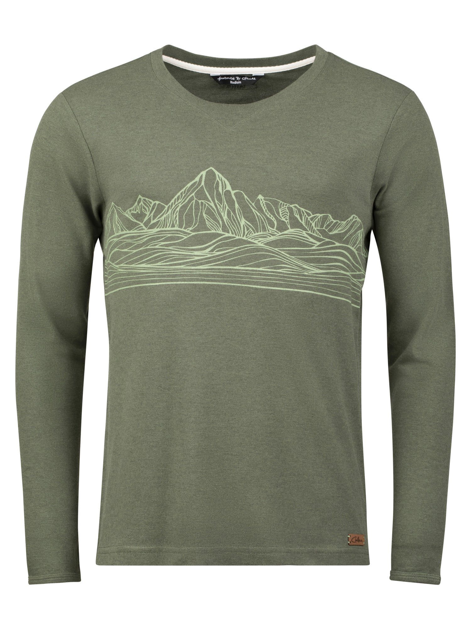 Chillaz Langarmshirt Chillaz M Kaprun Mountain Skyline Longsleeve Dark Green Melange