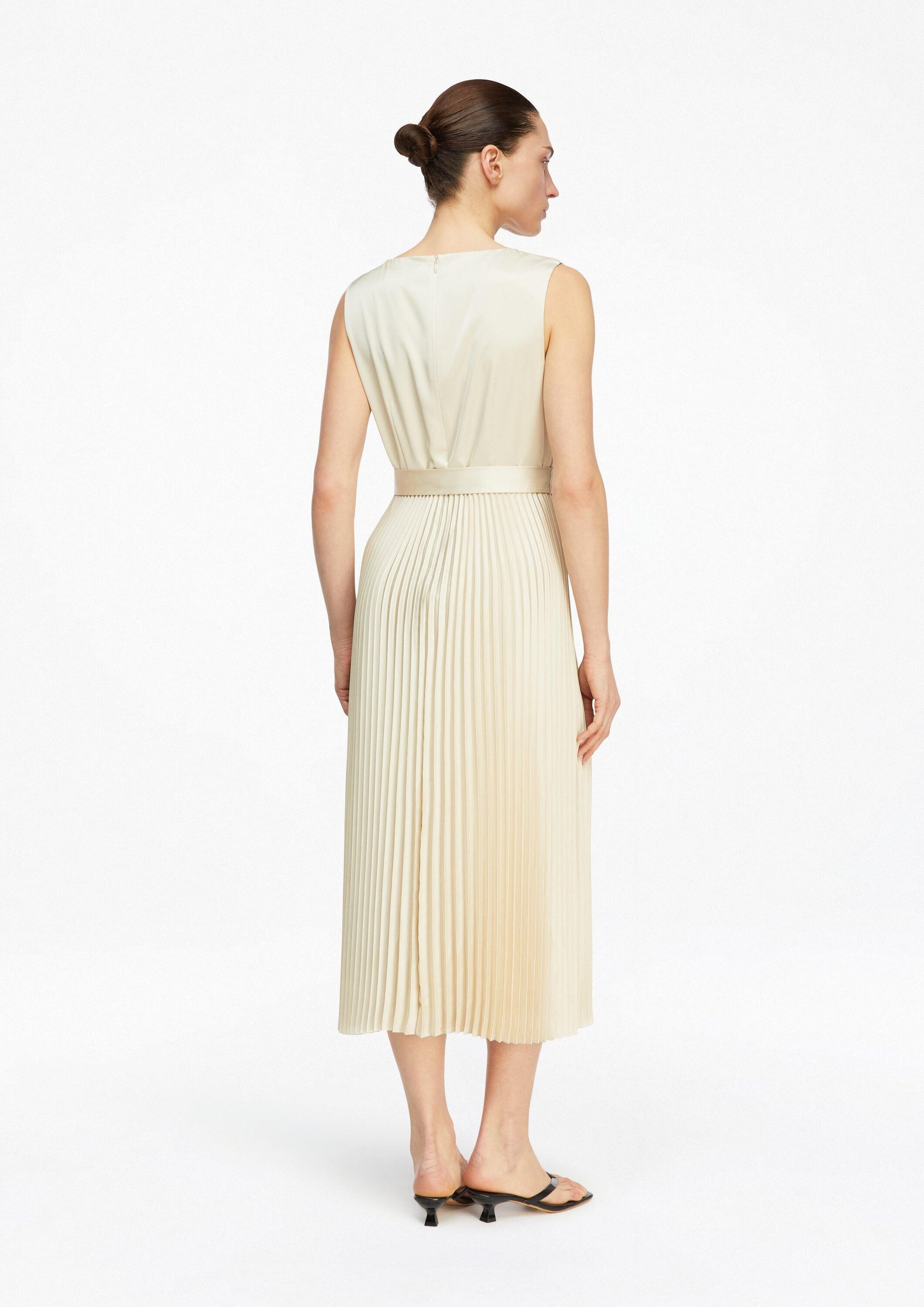 comma Midikleid Kleid Satinkleid mit Plissée-Rock