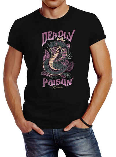 Neverless Print-Shirt Herren T-Shirt Deadly Poison Kobra shirt Cobra Motiv-Print Schlangenmotiv Snake Slim Fit Neverless® mit Print