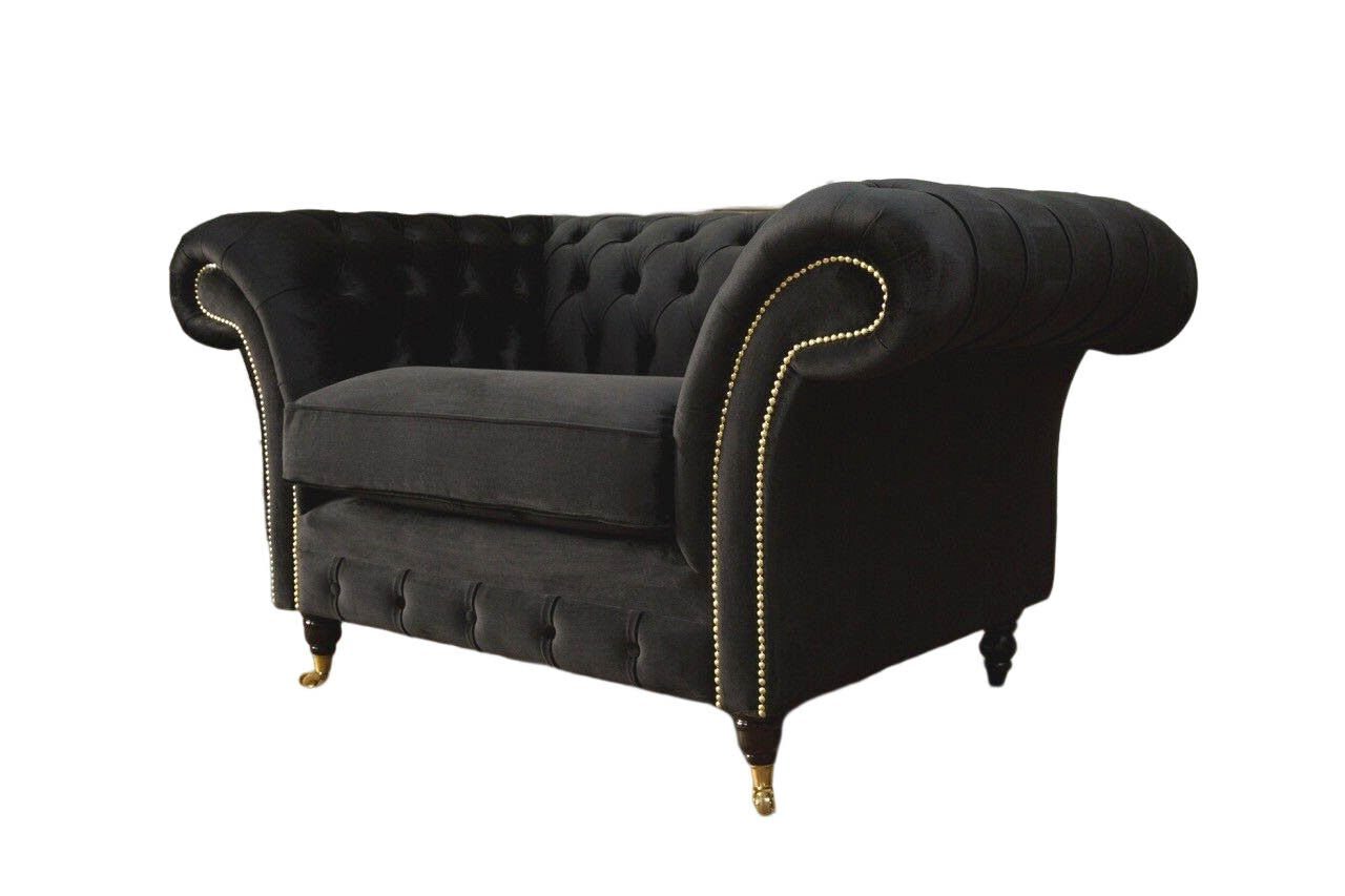 Europe Made Lounge Couch Modern, JVmoebel Polster Sessel Chesterfield Schwarz Sessel In Sofa