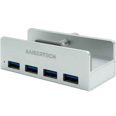 Kaisertech »KAISERTECH Premium USB C HUB Silber & Space Grau - zum Verschrauben, aus Aluminium, HDMI 4K, USB 3.0, SD & microSD Kartenleser iMac, MacBook, Monitore, Desktop, Tisch Oberflächen« HUB (4-in-1, Silber - 20mm - 4 Port - 50cm)
