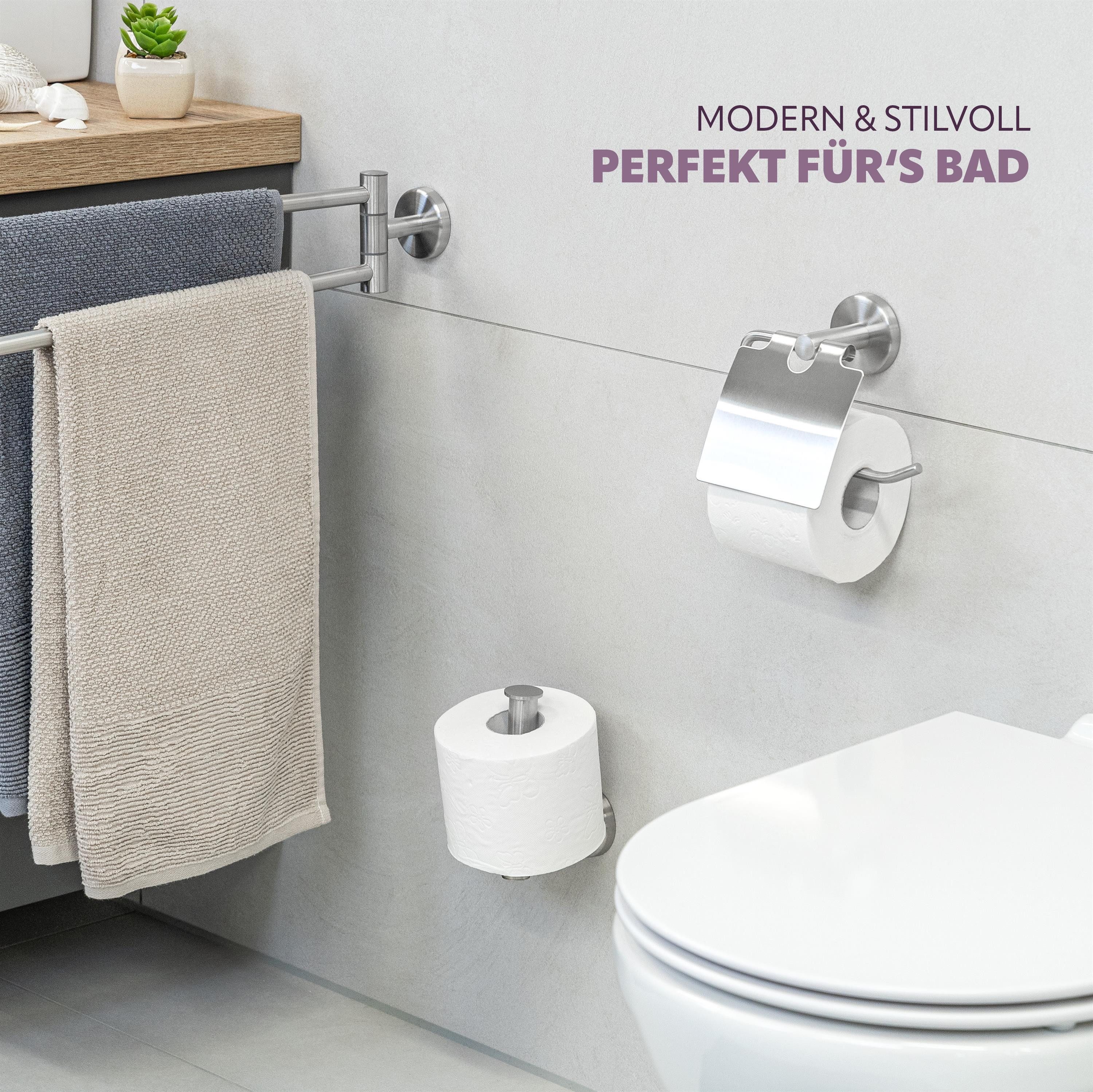 bremermann Toilettenpapierhalter Bad-Serie PIAZZA - mit Blende, Edelstahl matt (1-St), mit Deckel – Bild 2 von 5