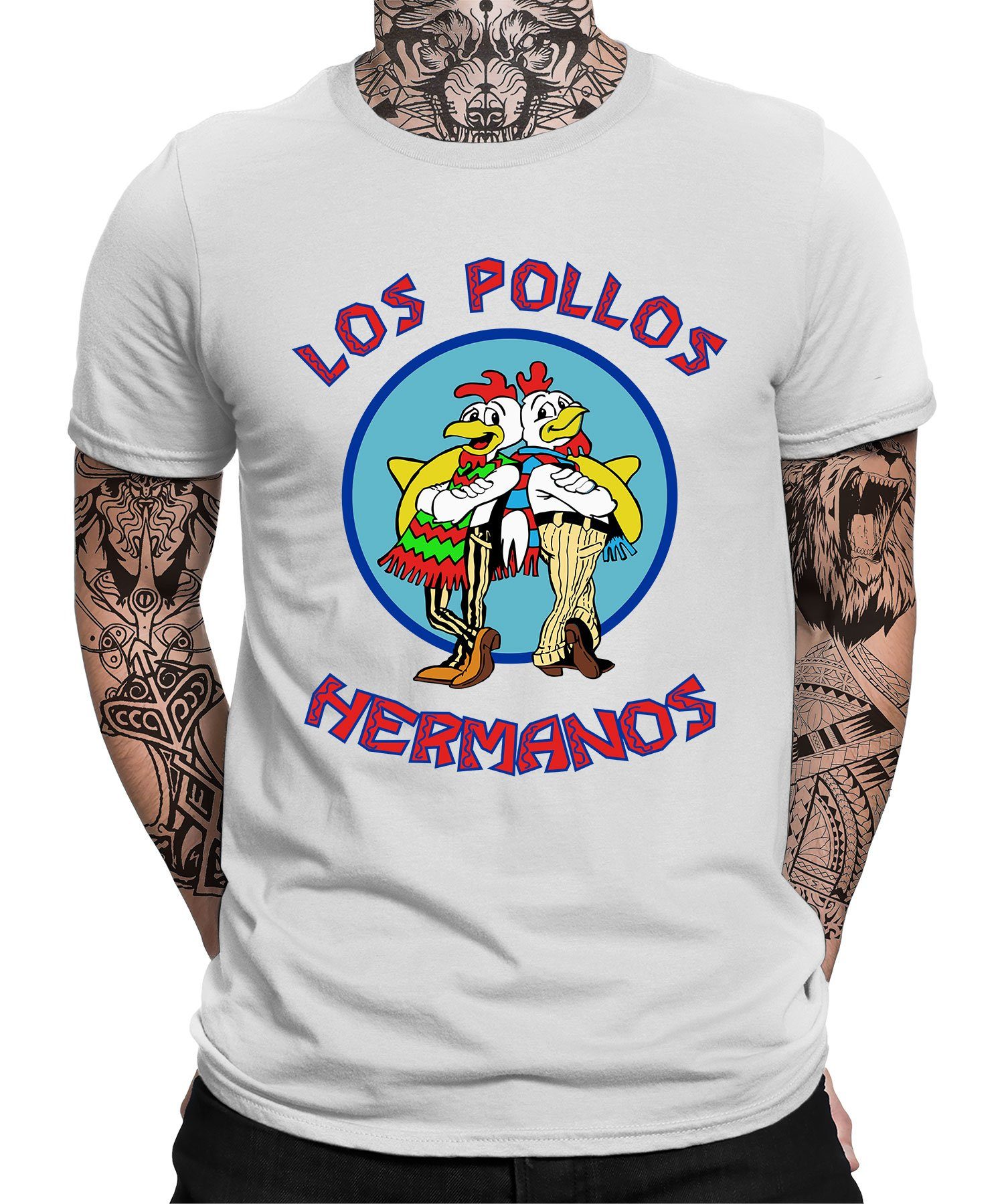Quattro Formatee Kurzarmshirt Los Hermanos Weiß Pollos Bad Herren (1-tlg) T-Shirt