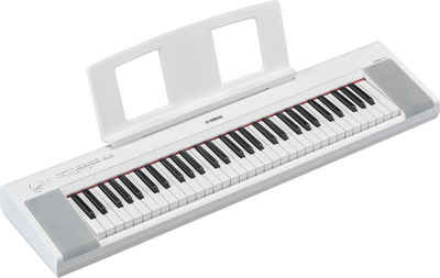 Yamaha Home-Keyboard Piaggero, NP-15WH, weiß, mit 61 Tasten, inklusive Netzteil und Notenhalter