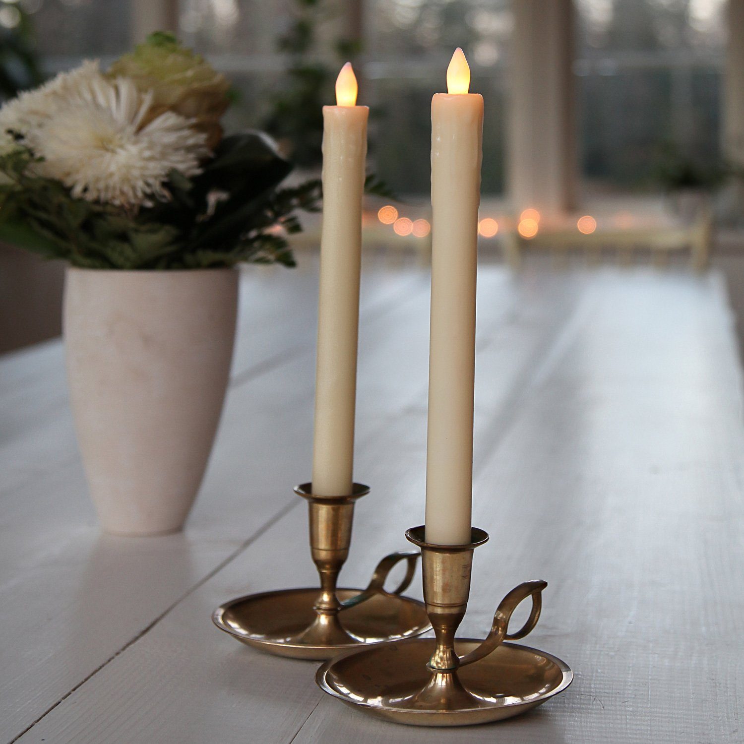 MARELIDA LED-Kerze LED Stabkerzen Echtwachs flackernde Tafelkerzen LED H: 2 günstig online kaufen