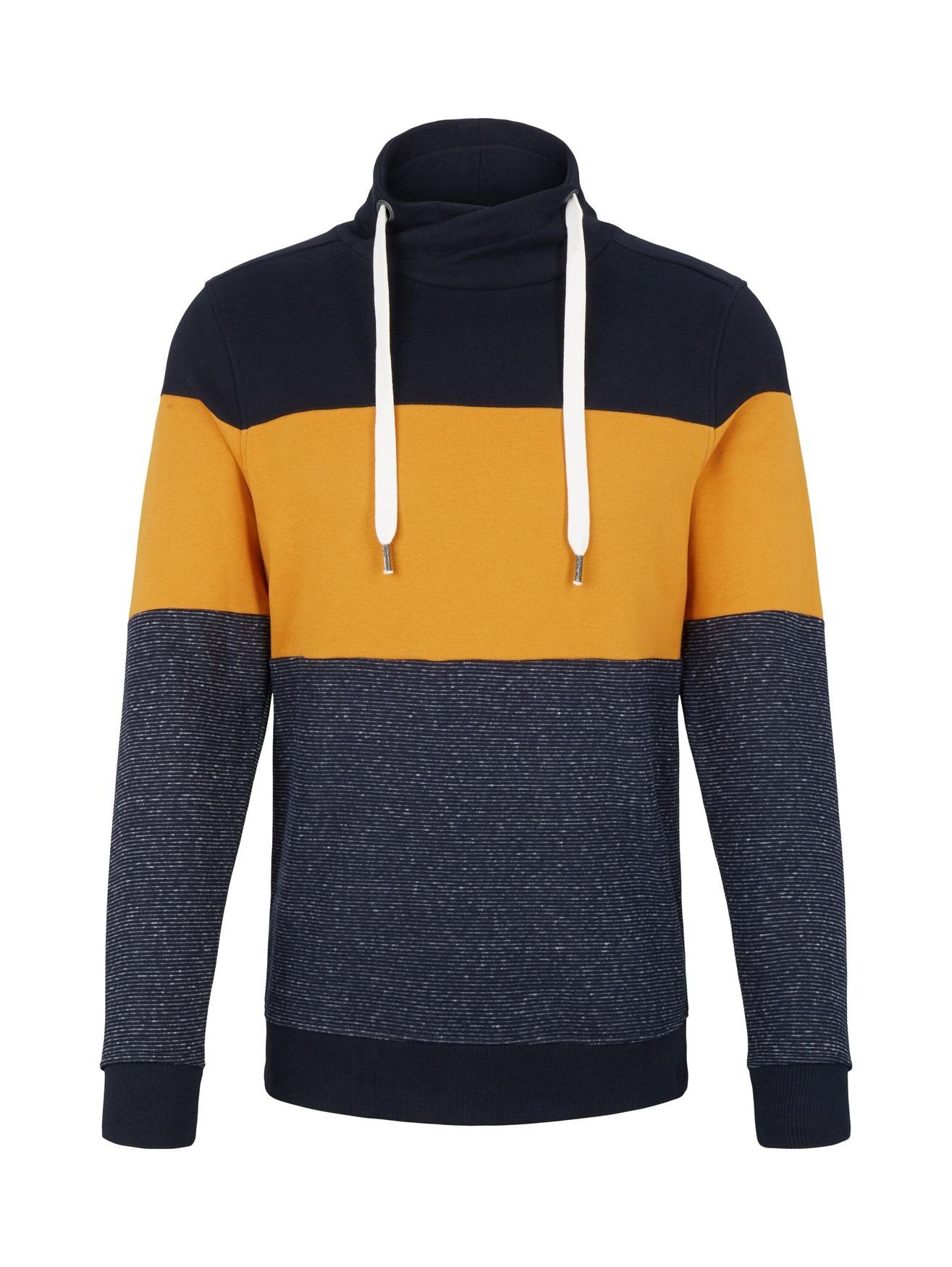 snood Colorblock Blau Gestreifter TOM Sweater 4667 Strickpullover Pullover Schalkragen cutline in TAILOR
