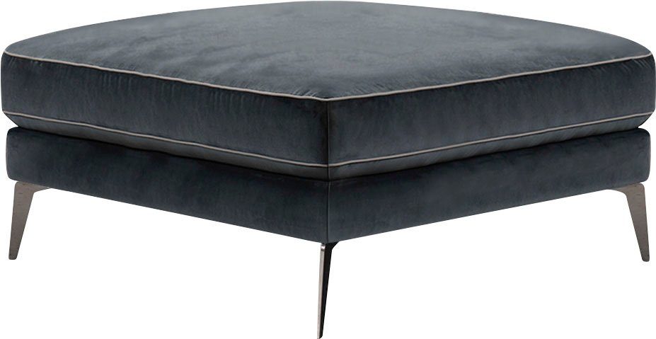 Leonique Sitzhocker Chicago (1 St), Polsterhocker, graublauer Velourstoff, klassisch/modern, 84x84x49