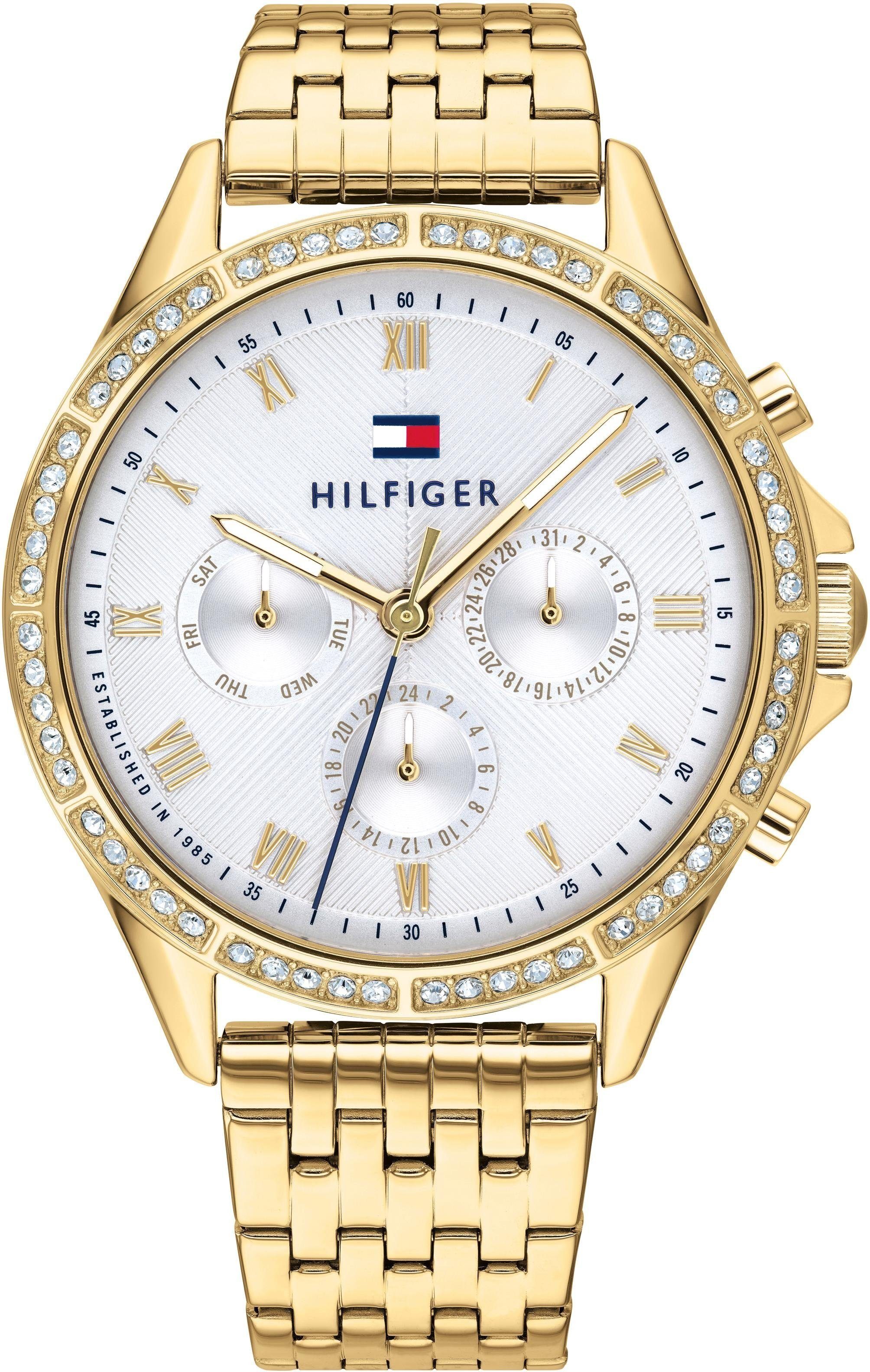 Tommy Hilfiger Multifunktionsuhr Dressed Up, 1782142, Quarzuhr, Armbanduhr, Damenuhr, Datum, 12/24-Stunden-Anzeige