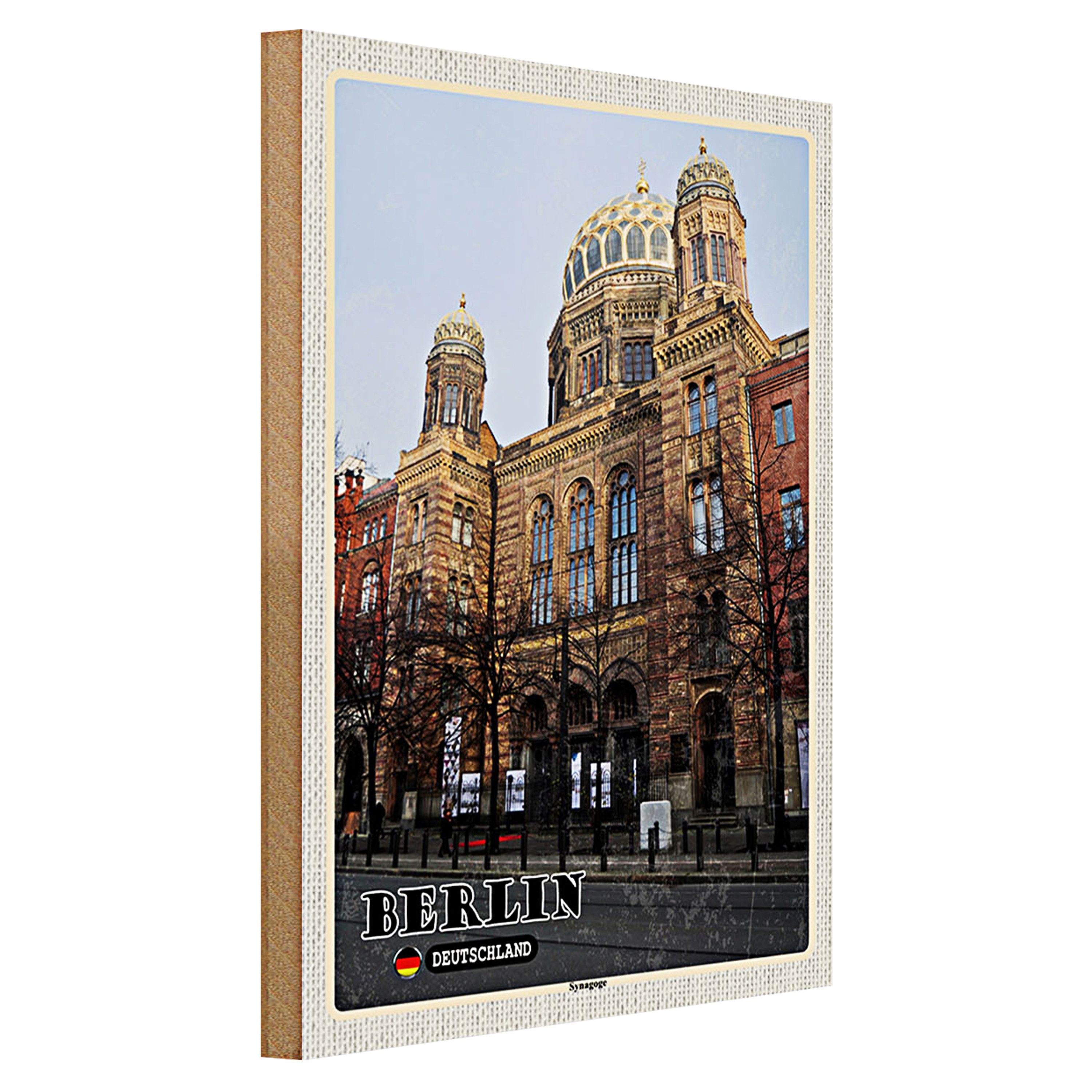 Roomando Holzbild Städte Berlin Synagoge Deutschland 30x40cm