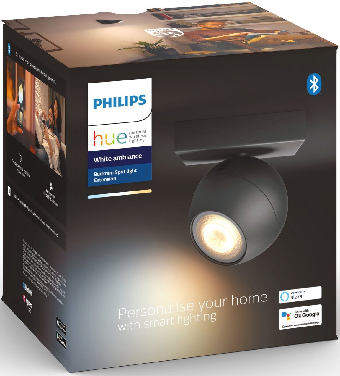 wechselbar, Leuchtmittel Hue Philips Buckram, LED Warmweiß Dimmfunktion, Flutlichtstrahler