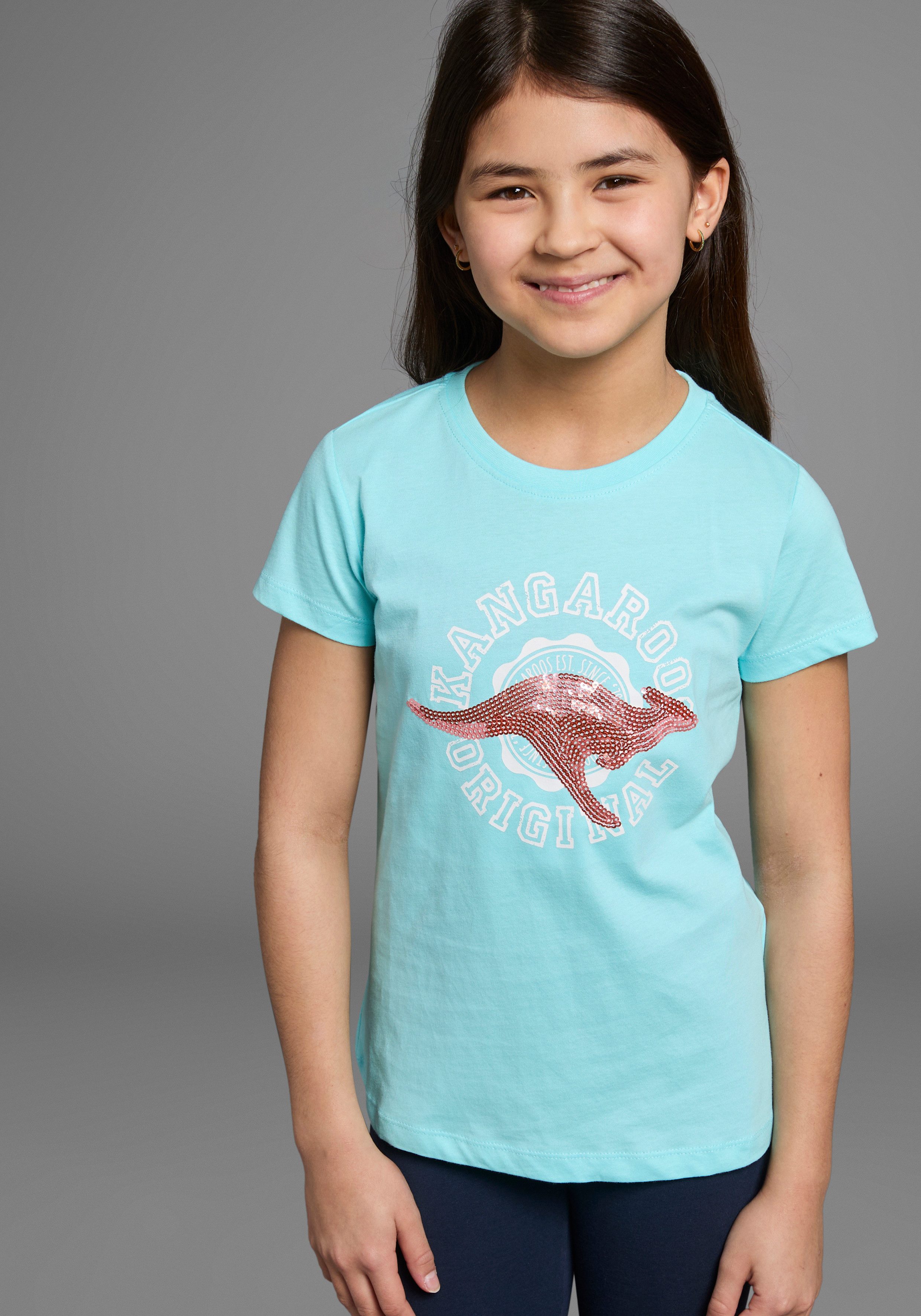 KangaROOS T-Shirt mit Paillettenapplikation Kurzarm, taillierter Schnitt, mit Logodruck und Pailletten