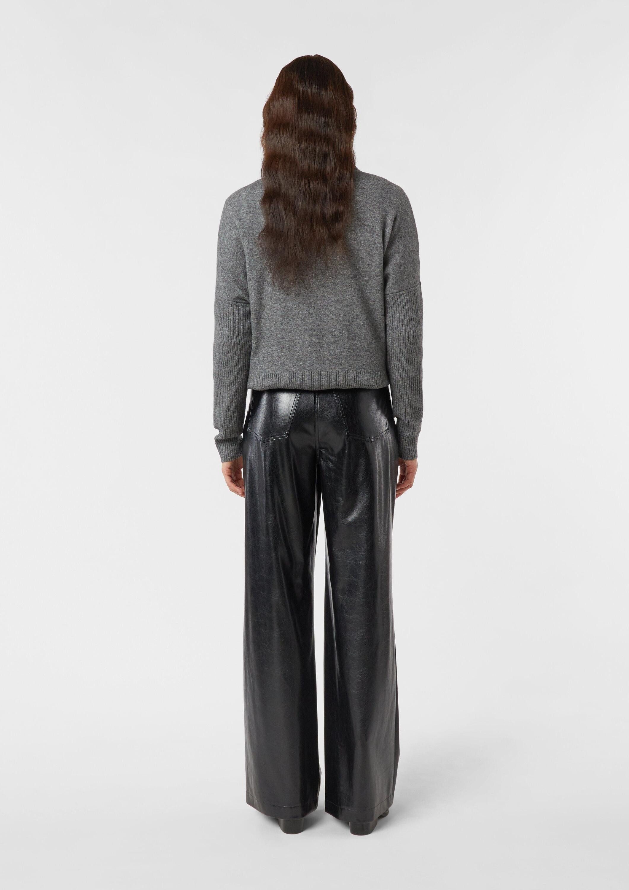 comma Chinos Hose Wide-Leg-Hose aus Kunstleder