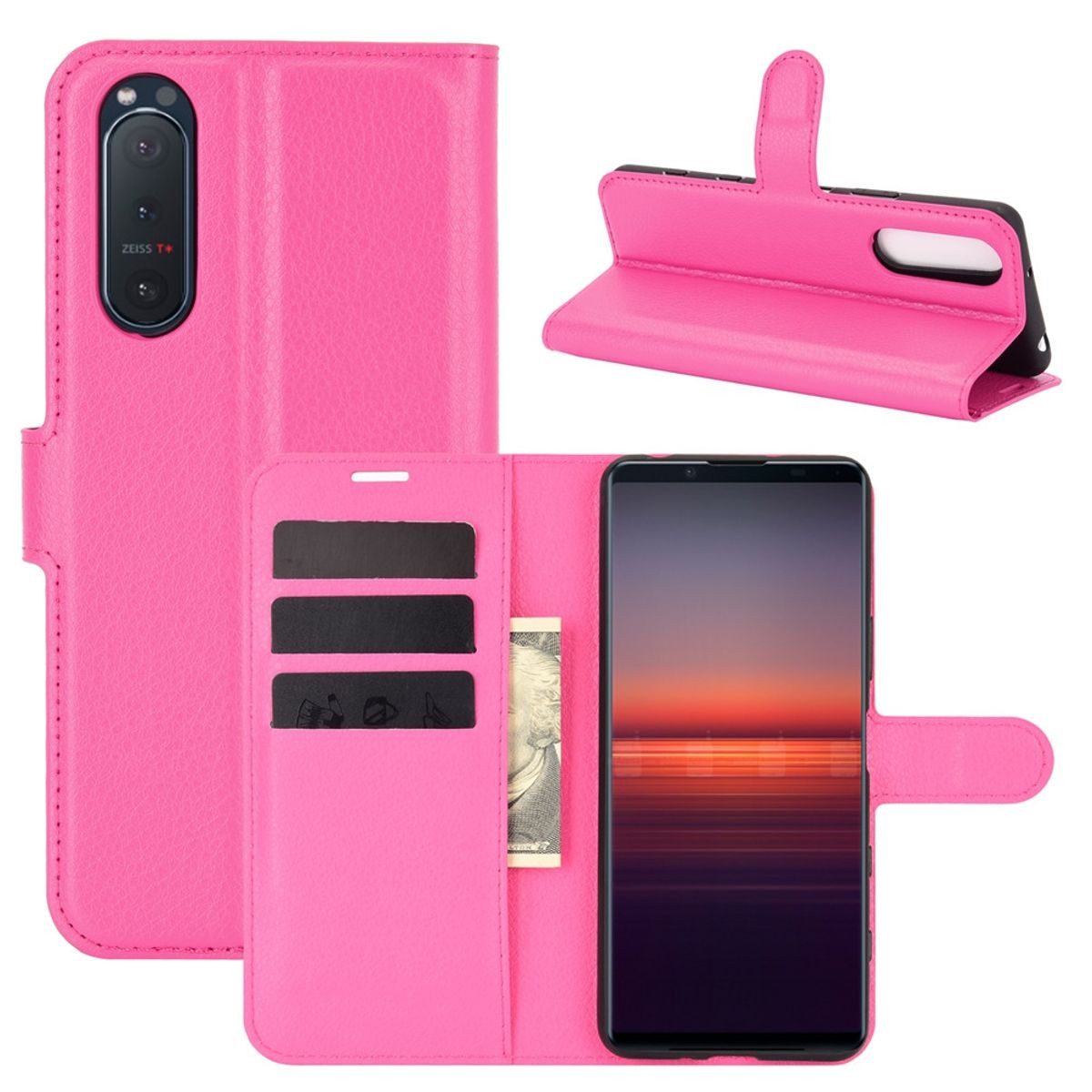 König Design Handyhülle Sony Xperia 5 II, Schutzhülle Schutztasche Case Cover Etuis Wallet Klapptasche Bookstyle
