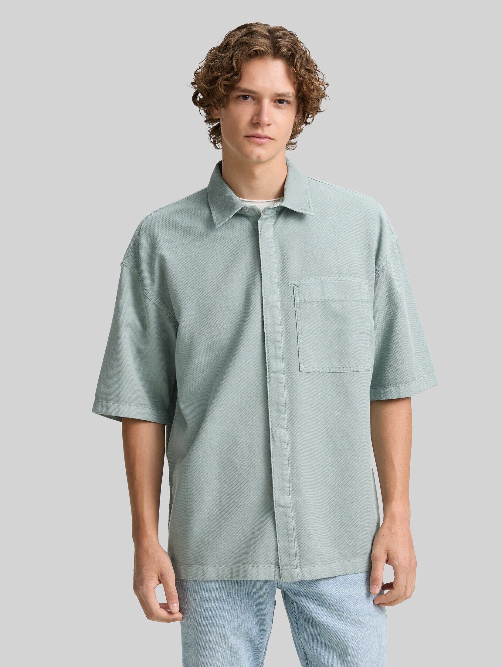 TOM TAILOR Denim Kurzarmhemd Blusen & Shirts Overshirt Hemd mit kurzen Ärmeln