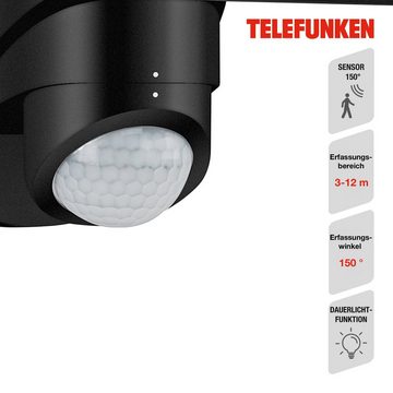 Telefunken LED Außen-Wandleuchte 304405TF, 333, LED fest verbaut, Neutralweiß, Außenleuchte IP44 Bewegungssensor 2000lm 4000K 20W