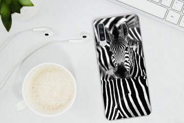 MuchoWow Handyhülle Zebra schwarz-weiß Fotodruck, Phone Case, Handyhülle Samsung Galaxy A70, Silikon, Schutzhülle