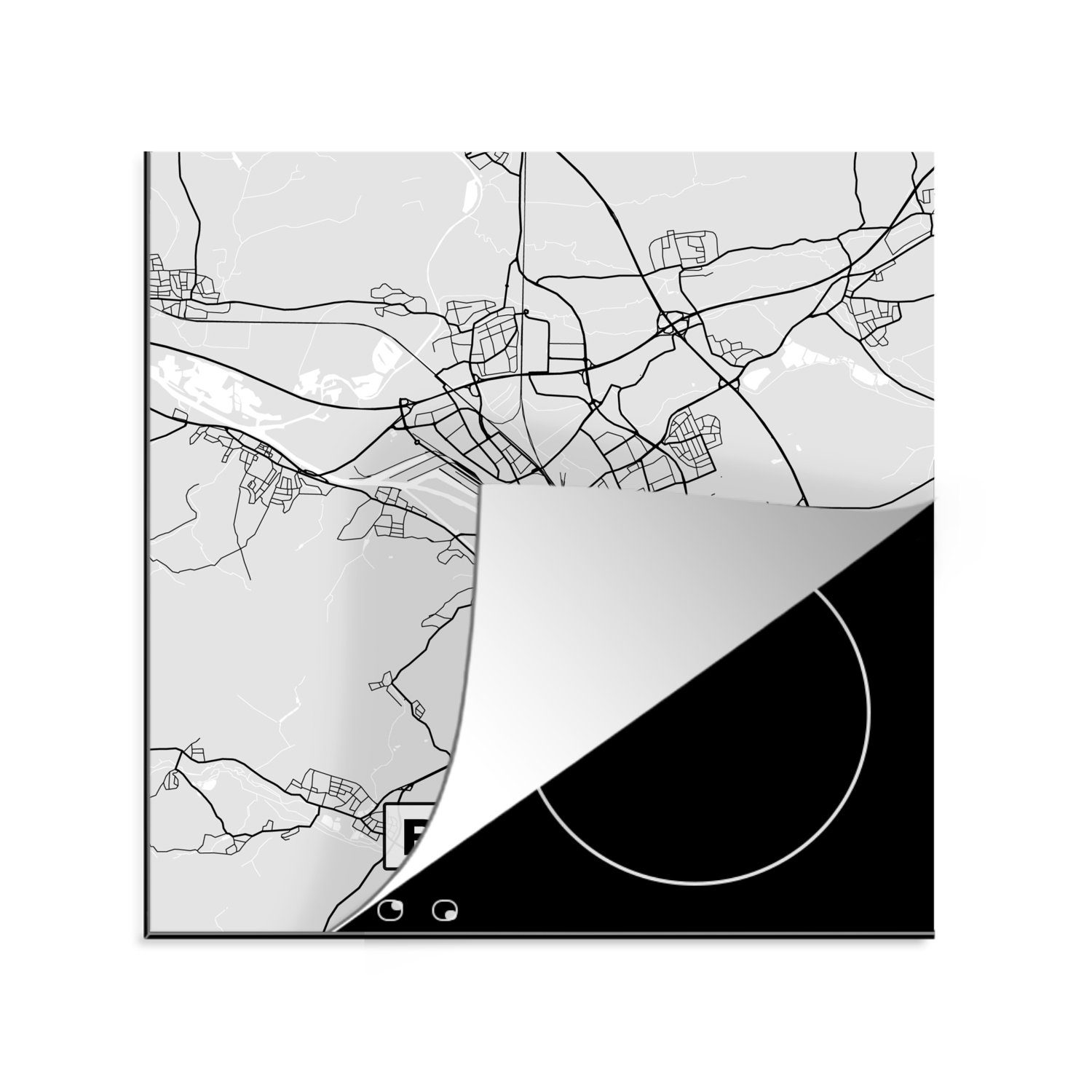 MuchoWow Herdblende-/Abdeckplatte Karte - Deutschland - Bamberg - Stadtplan, Vinyl, (1 tlg), 78x78 cm, Ceranfeldabdeckung, Arbeitsplatte für küche