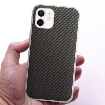 DeinDesign Handyhülle Metallic Look Muster Carbon Carbon, Apple iPhone 12 Silikon Hülle Bumper Case Handy Schutzhülle