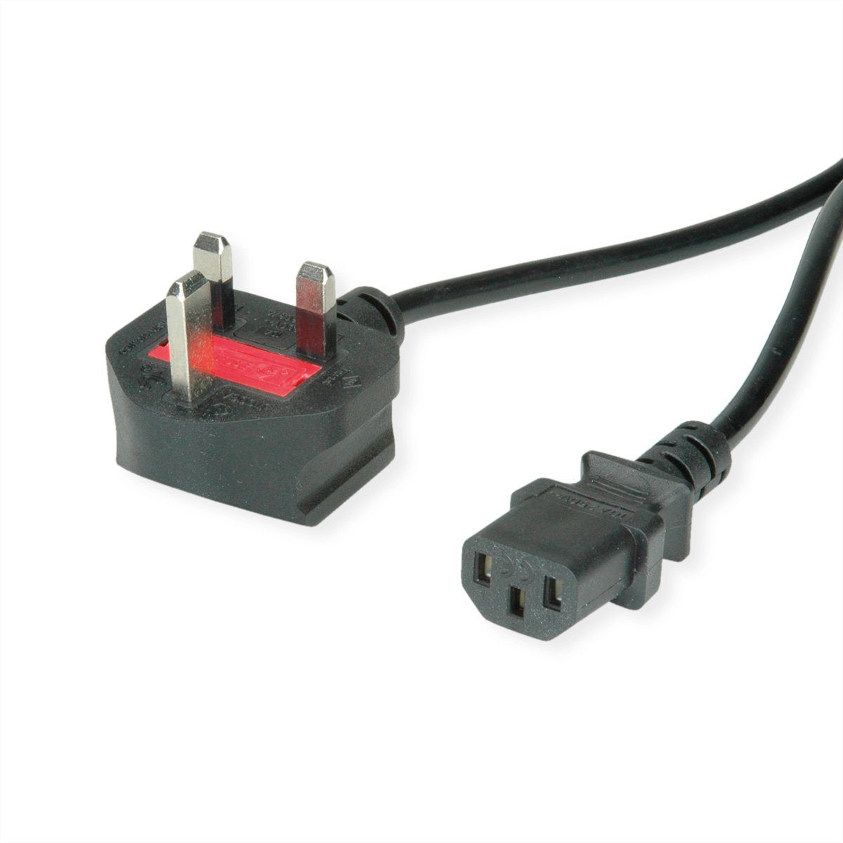 VALUE UK Netzkabel, gerade IEC-Buchse, 10A Stromkabel, BS 1363, Typ-G Männlich (Stecker), IEC320 C13, Kaltgeräte, 10A Weiblich (Buchse) (300.0 cm)