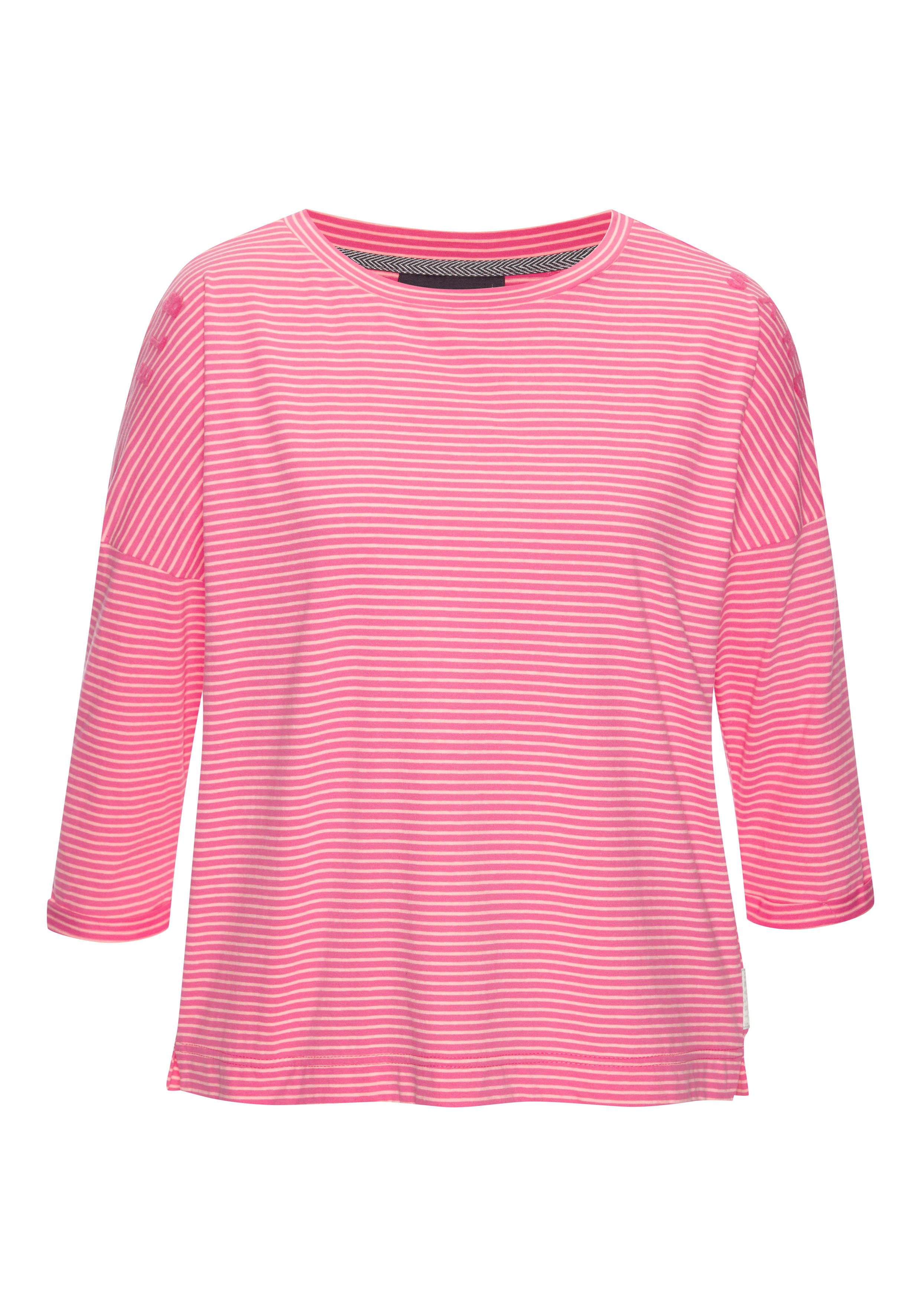 Elbsand 3/4-Arm-Shirt Veera mit Logoprint und überschnittenen Schultern, lässiges Shirt