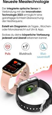 Pireware Elegance 3 Smartwatch (1,69 Zoll, Android, iOS), mit Telefonfunktion Schrittzähler, Pulsuhr, und Whatsapp Funktion