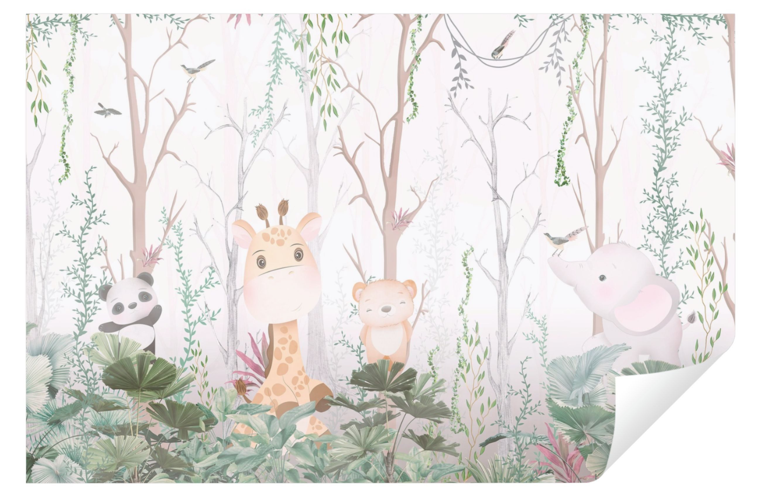 Wallarena Fototapete Kinderzimmer Mädchen Jungen Wald Tiere Vlies Tapete Vliestapete, Glatt Vlies Struktur Vinyl, Märchenwald, Kinder, Tapete inklusive Kleister Vliestapete Motivtapete Mädchenzimmer