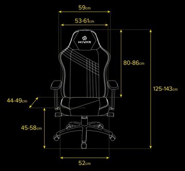 HIVAR Gaming-Stuhl SKYLAR SUN, Sitztiefenverstellung, höhenverstellbare Rückenlehne, Lordosenstütze, 4D Armlehnen, Wippwiderstand, Synchronmechanik, TÜV geprüft, Belastbarkeit 130 kg