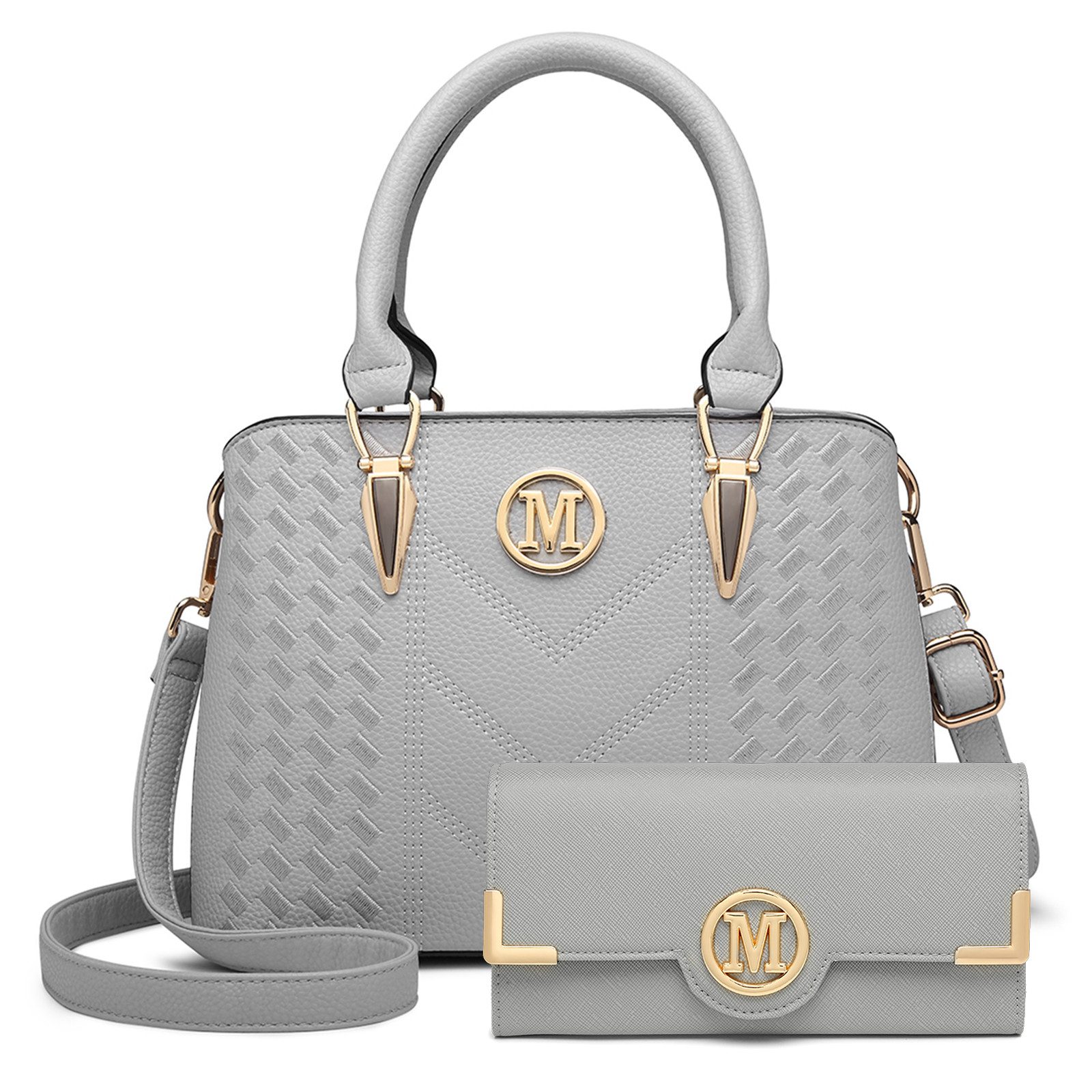 Handtasche Mittelgroße Damen Henkeltasche, Lychee Muster, Strickprozess, Elegant