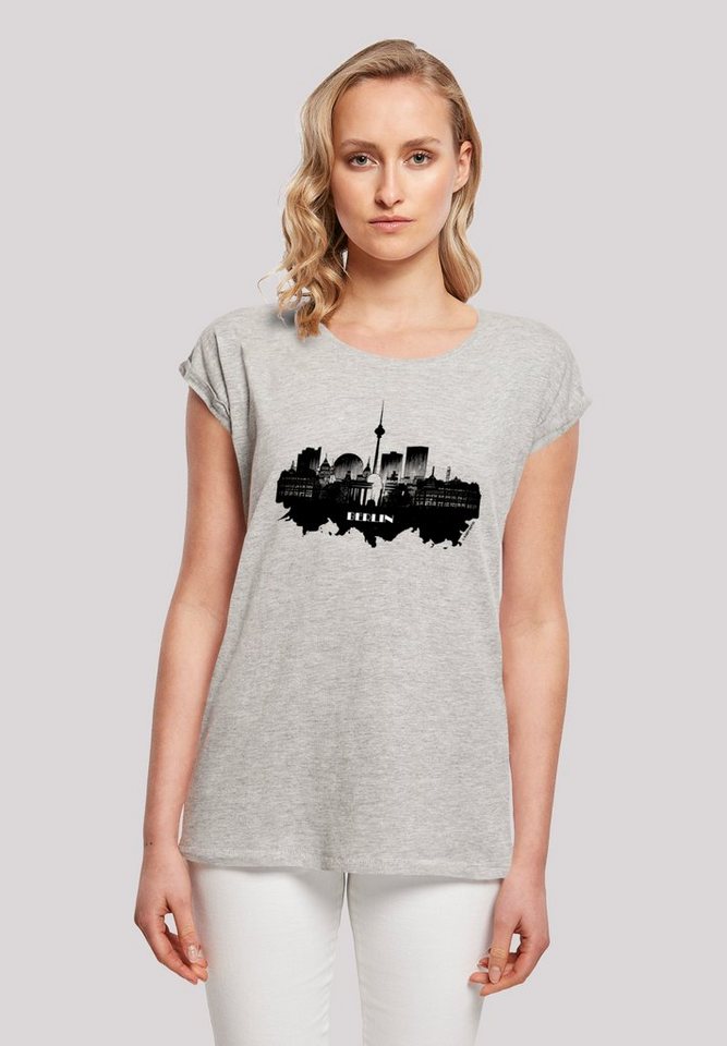 F4NT4STIC T-Shirt Cities Collection - Berlin skyline Print, Das Model ist  170 cm groß und trägt Größe M