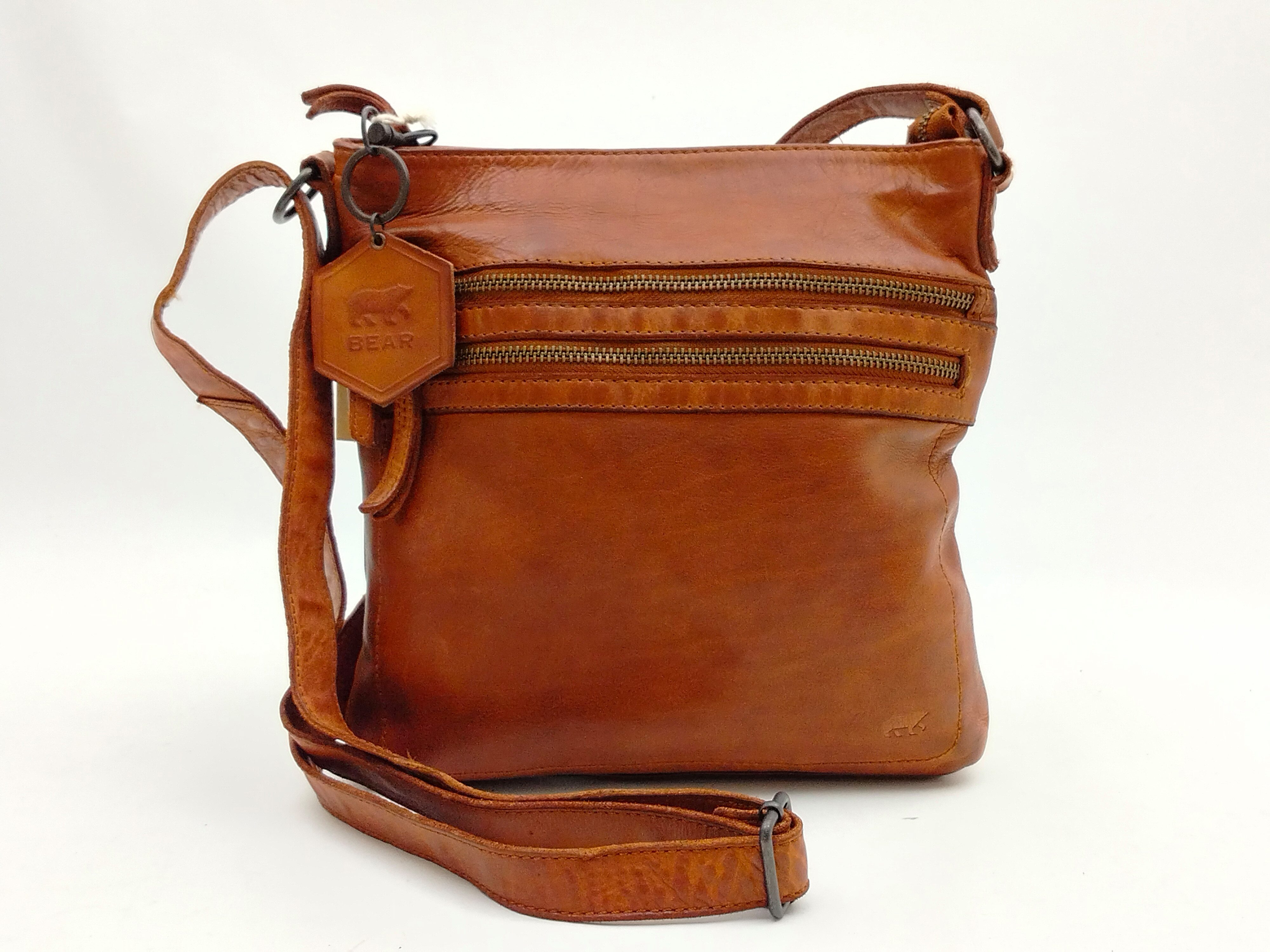 Bear Design Handtasche Beardesign Luna hochwertige Ledertasche cognac