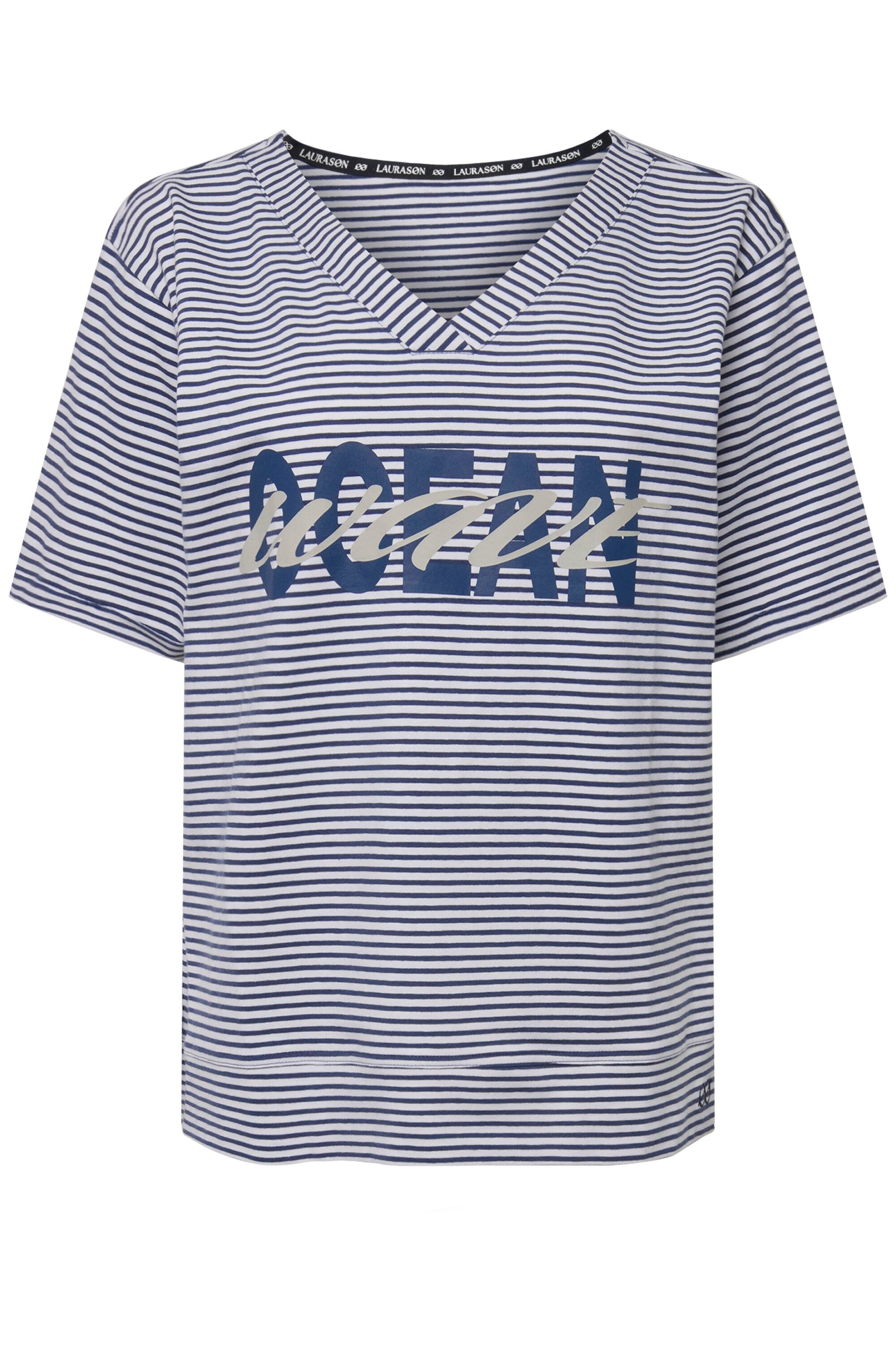 Laurasøn T-Shirt T-Shirt Ringel V-Ausschnitt Kurzarm günstig online kaufen