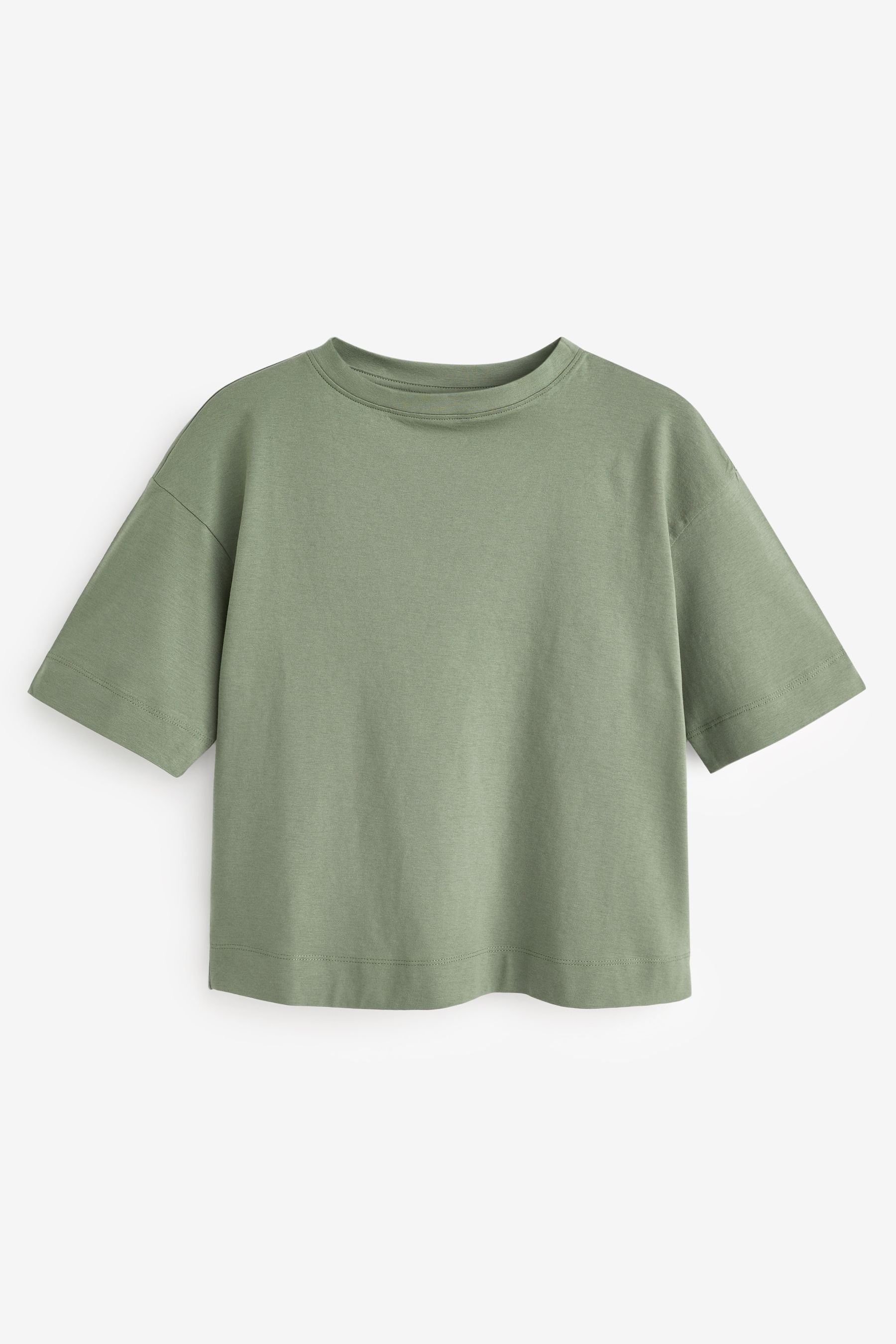 Next T-Shirt Kastiges Relaxed Fit T-Shirt (1-tlg) Khaki Green