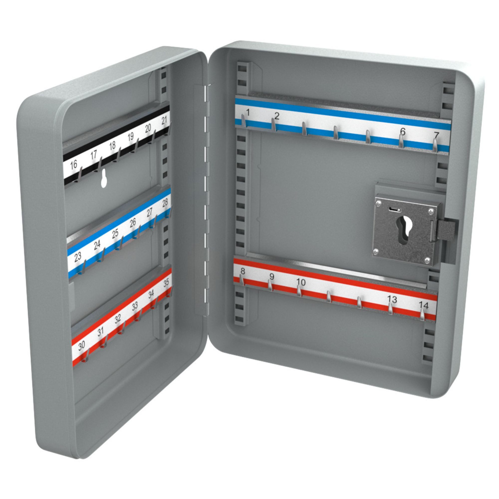 BASI Tresor Schlüsselschrank (Spar-Set), mit 35 Haken, PZ-Vorrichtung, H300xB240xT80 mm, ohne Halbzylinder