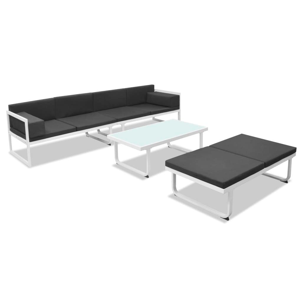 vidaXL Gartenlounge-Set 4-tlg. Garten-Lounge-Set Auflagen (4-tlg) mit Schwarz, Aluminium