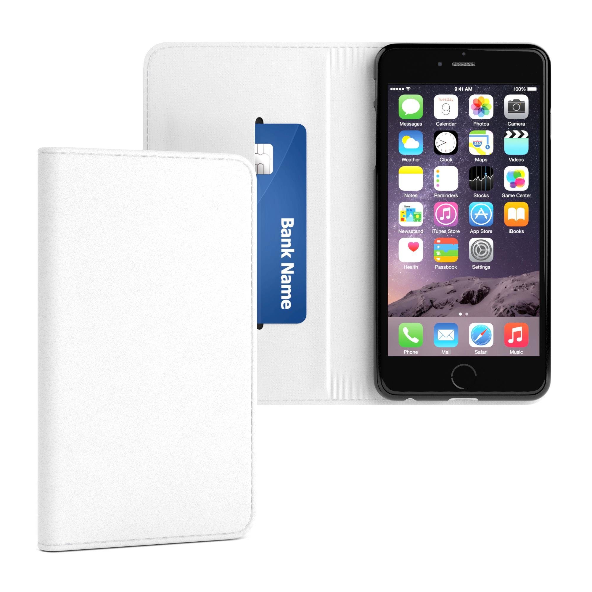 EAZY CASE Handyhülle Bookstyle Vintage für Apple iPhone 6 / iPhone 6s 4,7 Zoll, Handyhülle zum Klappen mit Kartenfach Tasche aus Kunstleder Etui Weiß