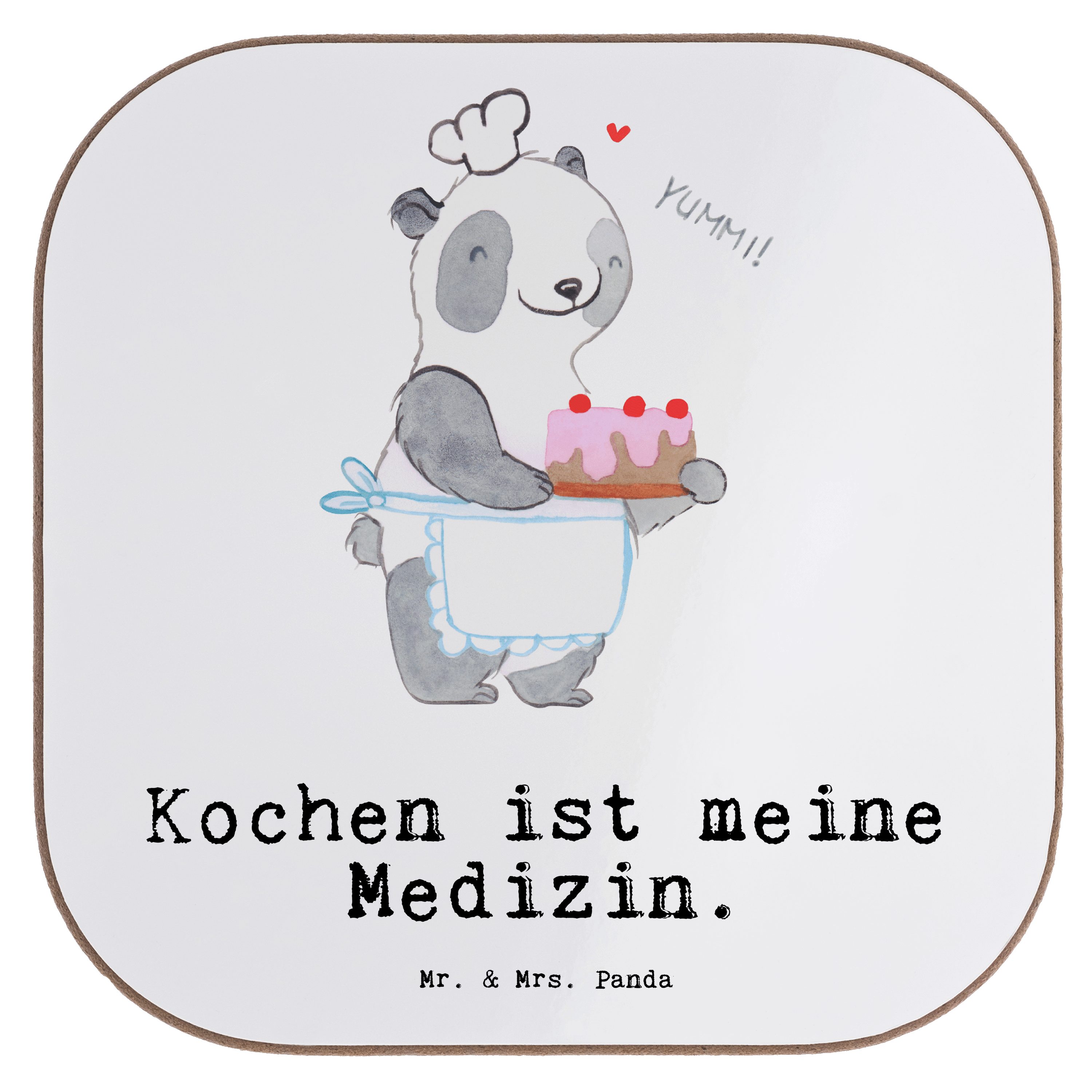 Mr. & Mrs. Panda Getränkeuntersetzer Bär Kochen Medizin - Weiß - Geschenk, Bierdeckel, Hobbyköchin, Sport, 1-tlg.