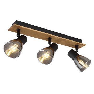 etc-shop LED Deckenspot, Leuchtmittel nicht inklusive, Deckenlampe 3 flammig schwarz Deckenleuchte Holz
