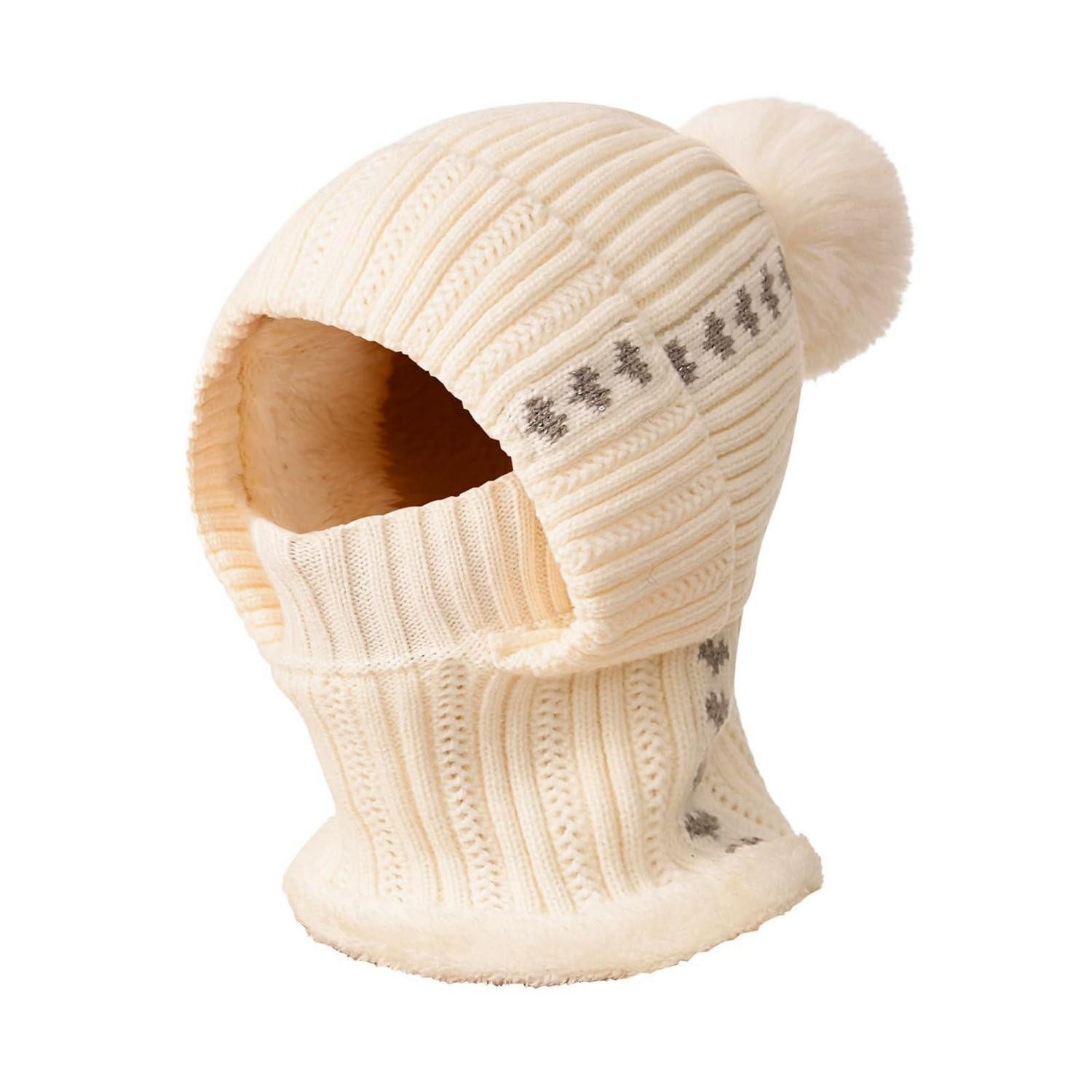 LuxusKollektion Sturmhaube Strickmütze Schal Kapuze Sturmhaube Thermo 3in1 Damen Beige
